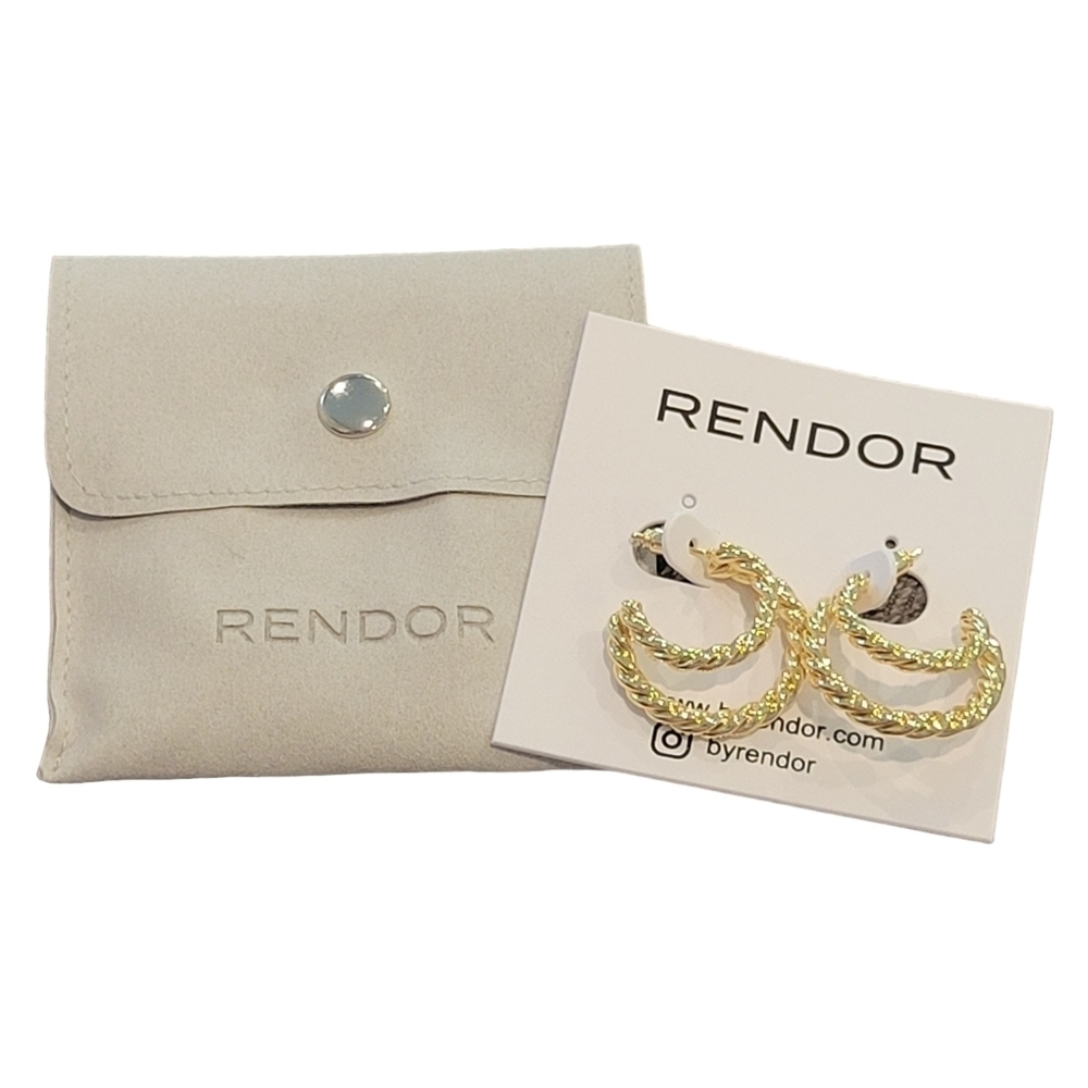 NWT | Rendor | Victoria Braided Double Hoop Earrings | Gold Plated